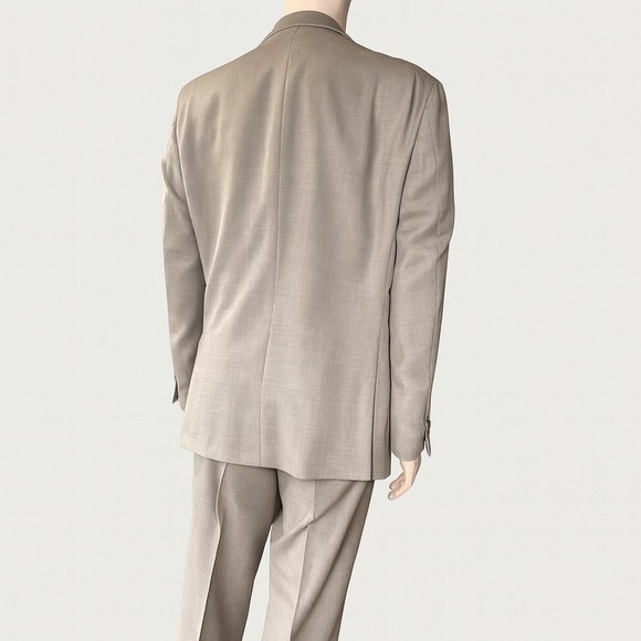 Tommy Hilfiger 100% Wool Men's 2 Piece Suit Beige Jacket 46R Pants 40X30 - Picture 3 of 15